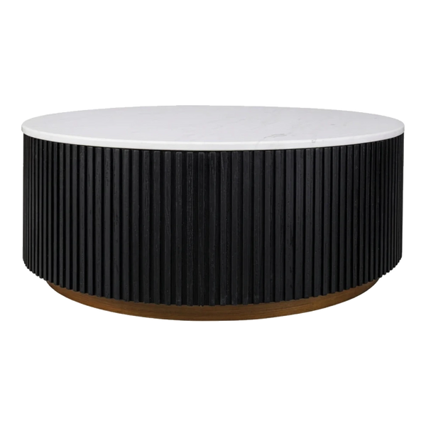 Marlton Round Coffee Table - Medium Black — part of Modern Dark Luxe Living Room