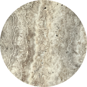 Marseille Lamp Table - Silver Travertine & Taupe Powder Coat