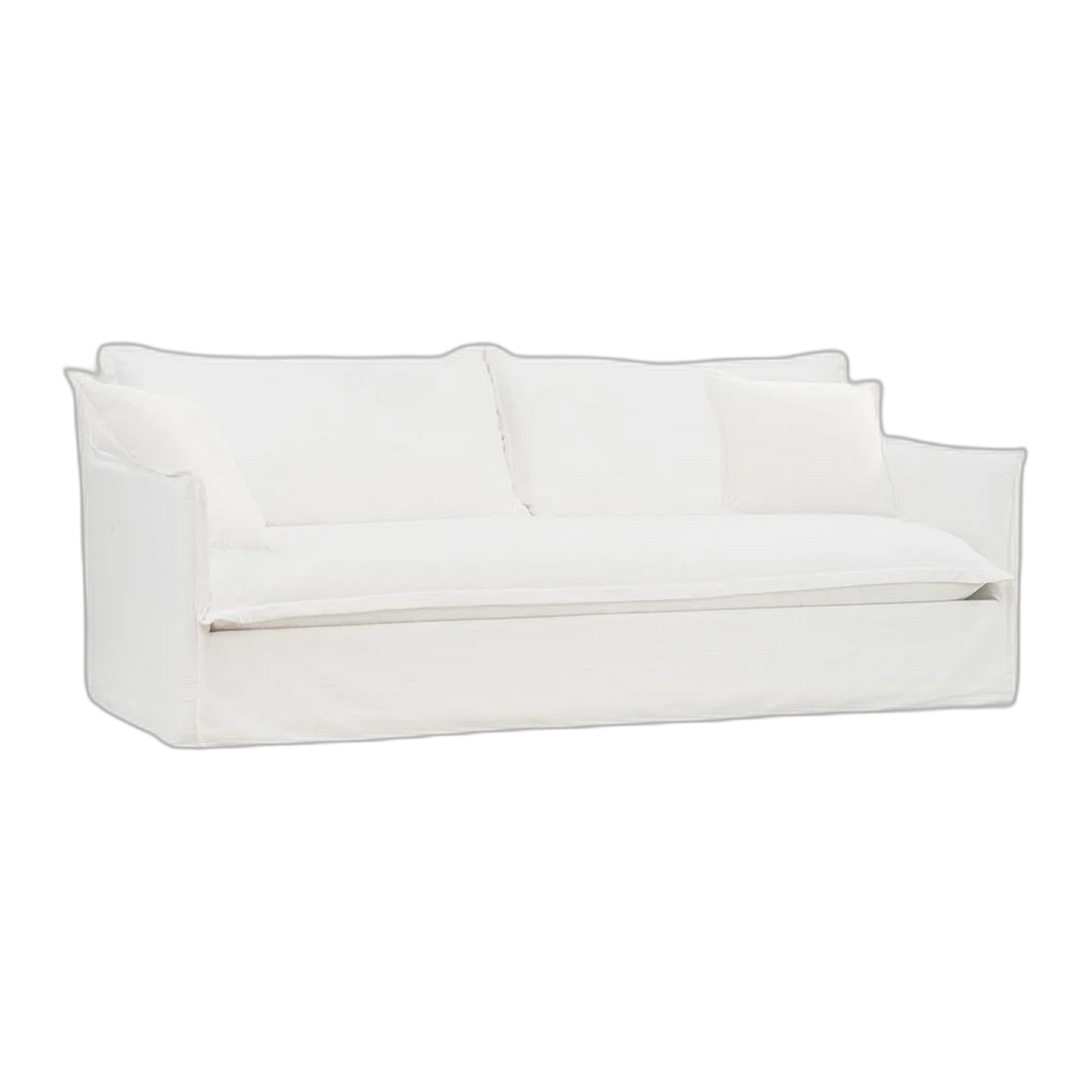 Cove Cotton Linen Slip Cover Sofa 3 Seater White