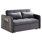 Matilda Velvet Fabric Pull Out Sofa Bed, 2 Seater / Double, Grey