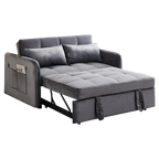 Matilda Velvet Fabric Pull Out Sofa Bed, 2 Seater / Double, Grey