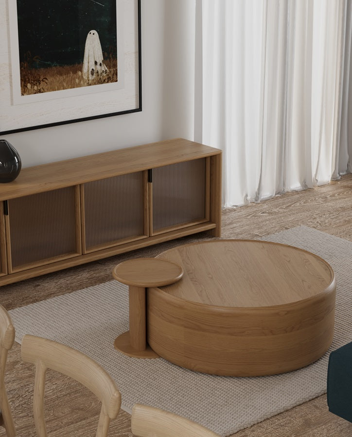 Mia 900 Round Coffee Table - Oak Natural