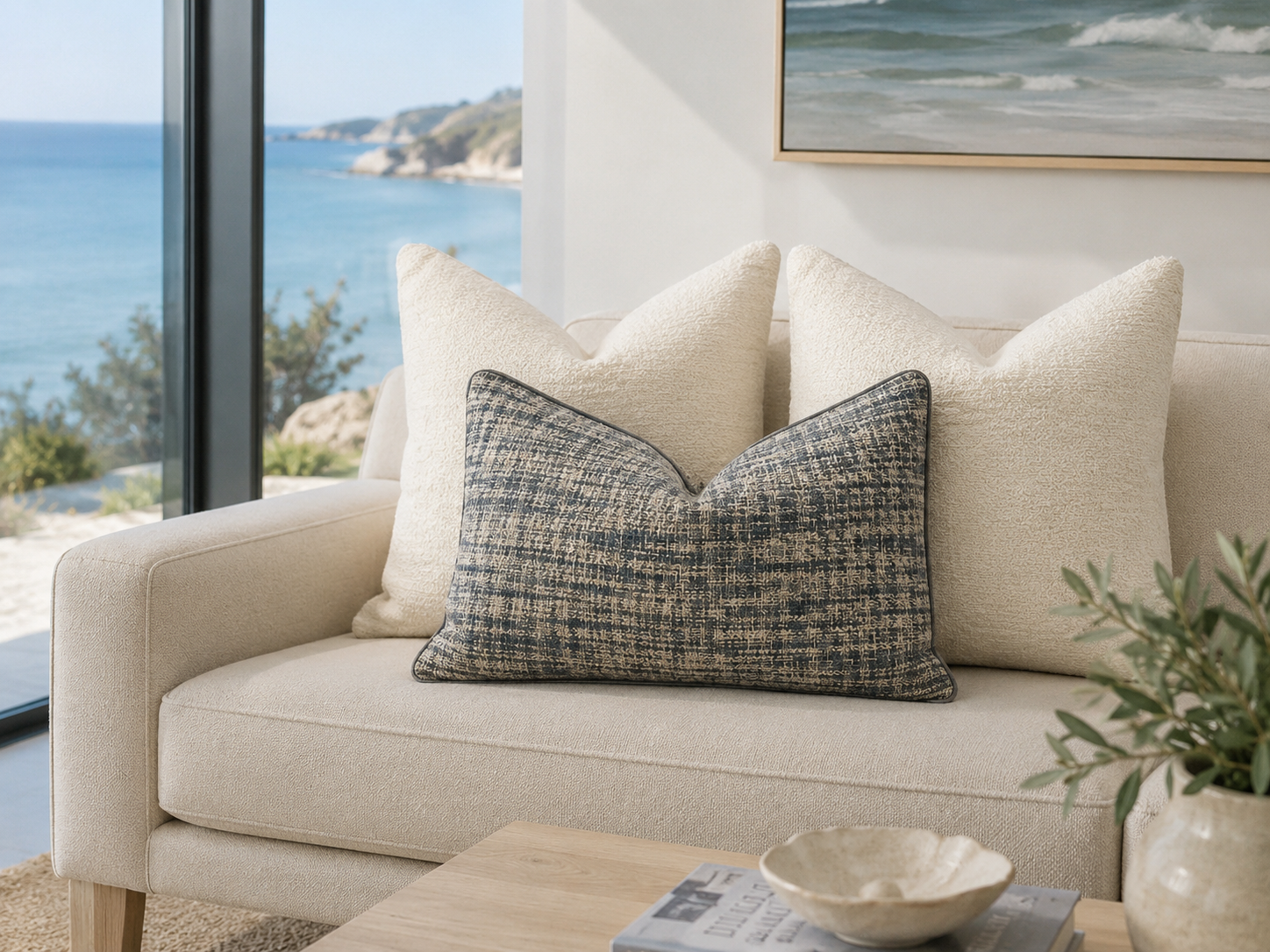Cream Woven Cushion Feather Insert