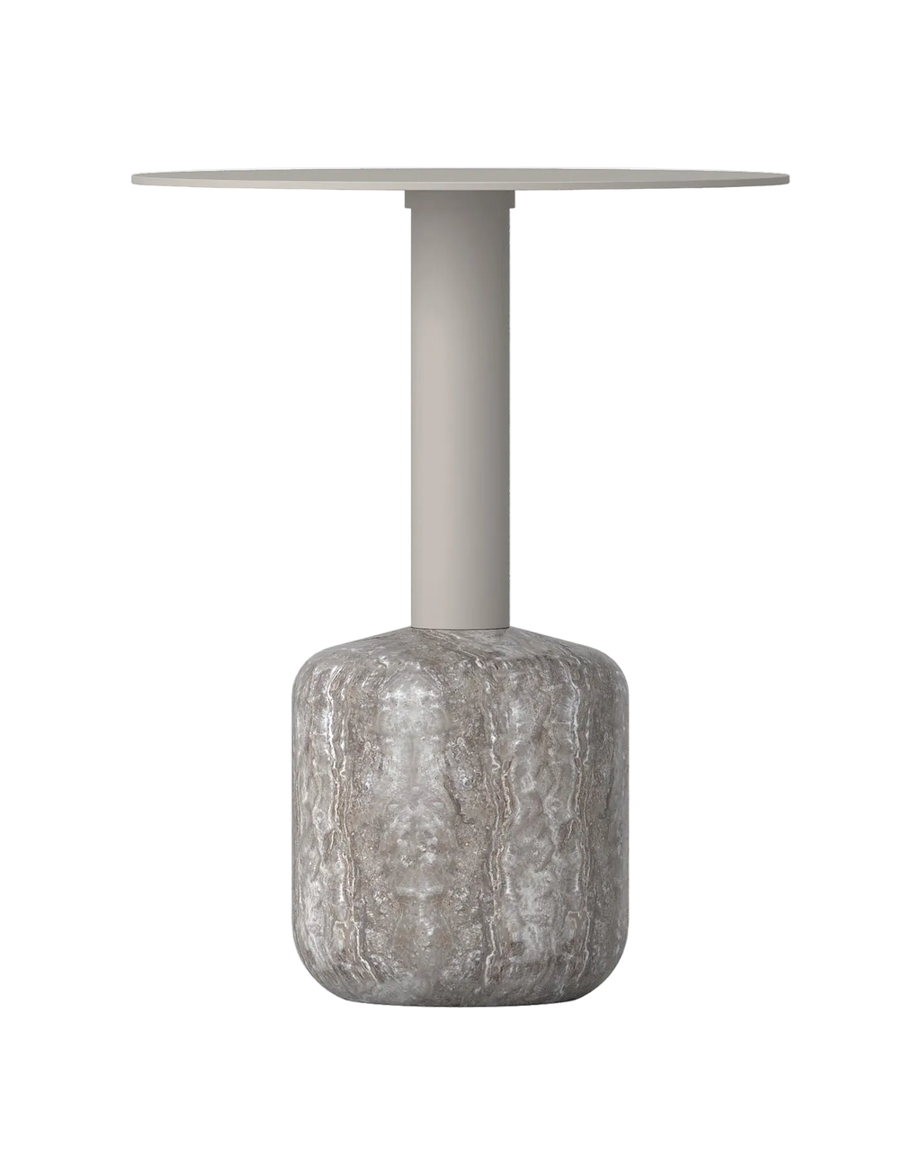 Marseille Lamp Table - Silver Travertine & Taupe Powder Coat