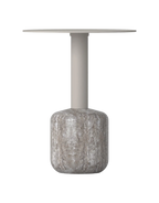 Marseille Lamp Table - Silver Travertine & Taupe Powder Coat