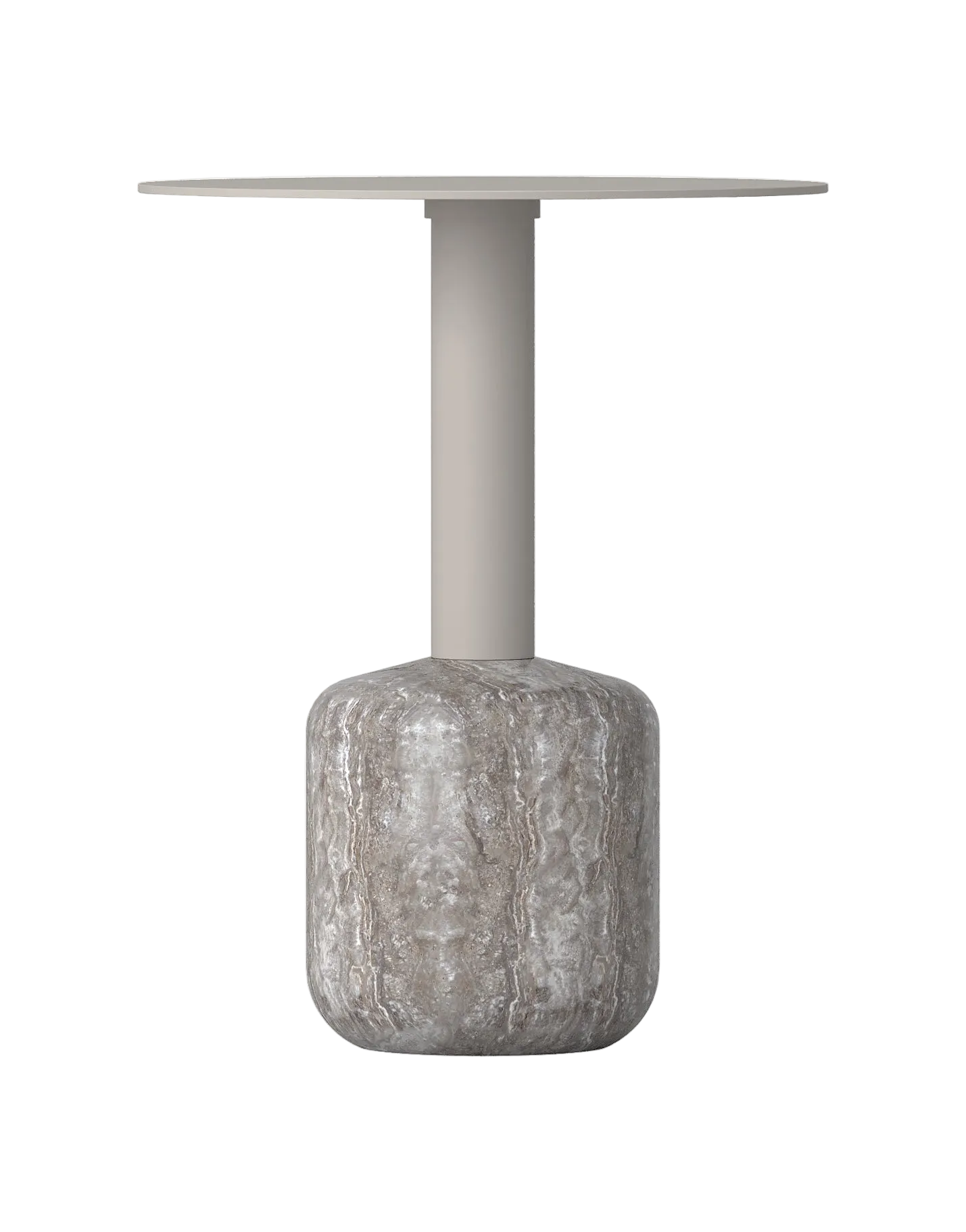Marseille Lamp Table - Silver Travertine & Taupe Powder Coat
