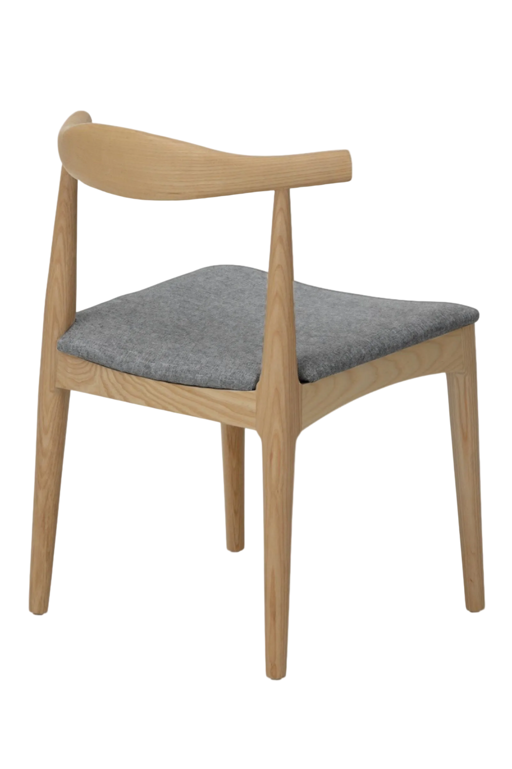 Hans Wegner Elbow Chair CH20 - Natural Ash Grey Fabric Seat