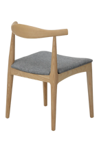 Hans Wegner Elbow Chair CH20 - Natural Ash Grey Fabric Seat