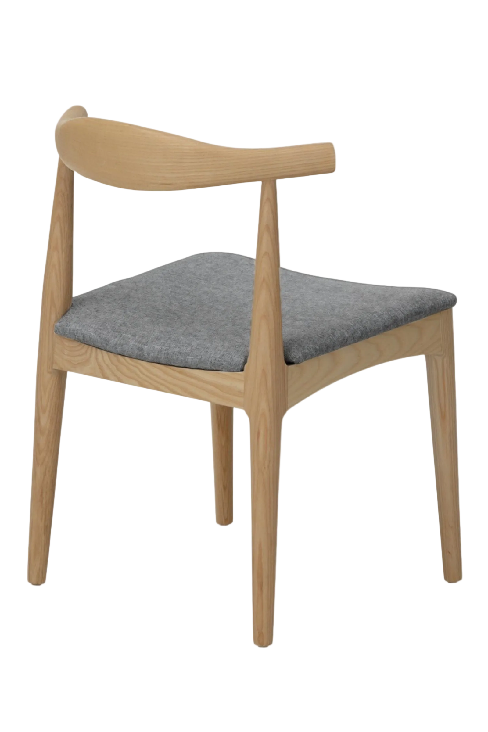 Hans Wegner Elbow Chair CH20 - Natural Ash Grey Fabric Seat