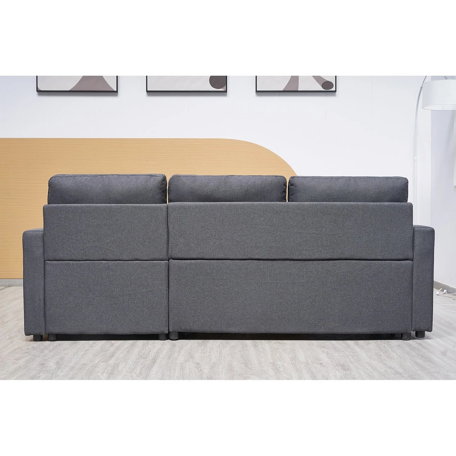 Elinea Fabric Pull Out Sofa Bed, 2 Seater with RHF Storage Chaise, Charcoal