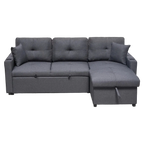Elinea Fabric Pull Out Sofa Bed, 2 Seater with RHF Storage Chaise, Charcoal