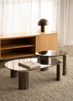 Montpellier Nesting Table - Silver Travertine & Glass