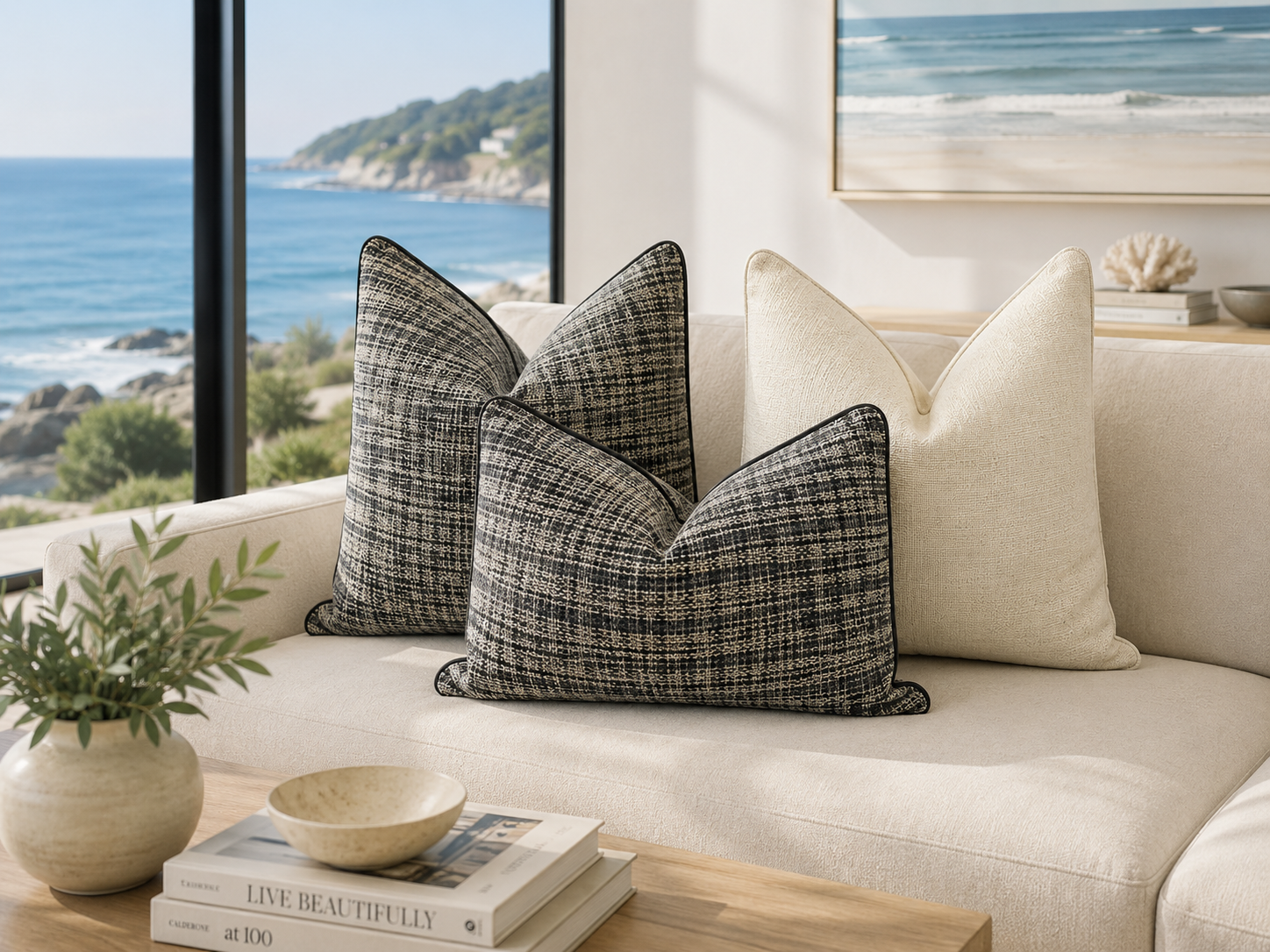 Cream Woven Cushion Feather Insert