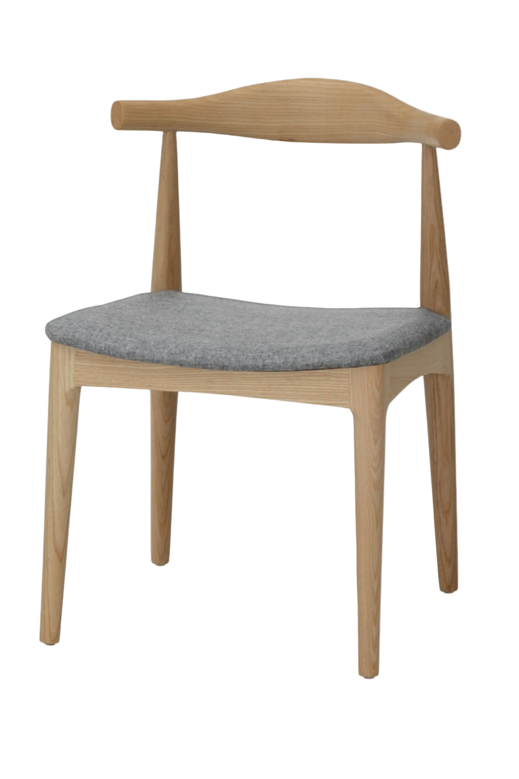 Hans Wegner Elbow Chair CH20 - Natural Ash Grey Fabric Seat