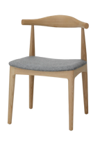 Hans Wegner Elbow Chair CH20 - Natural Ash Grey Fabric Seat
