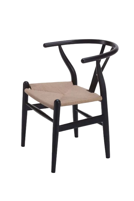 Hans Wegner Wishbone Chair - Black Natural Cord