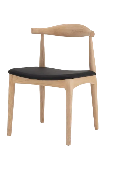 Hans Wegner Elbow Chair CH20 - Natural Ash Black Seat