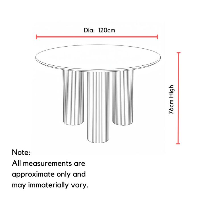 Doric Round Dining Table 120cm - Black