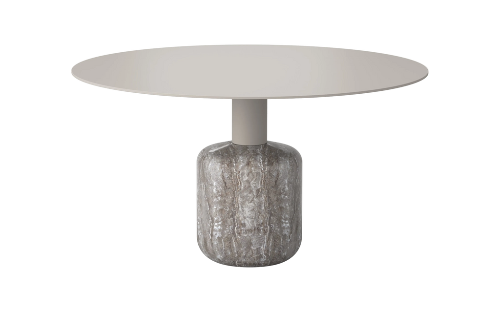 Marseille Coffee Table - Silver Travertine & Taupe Powder Coat