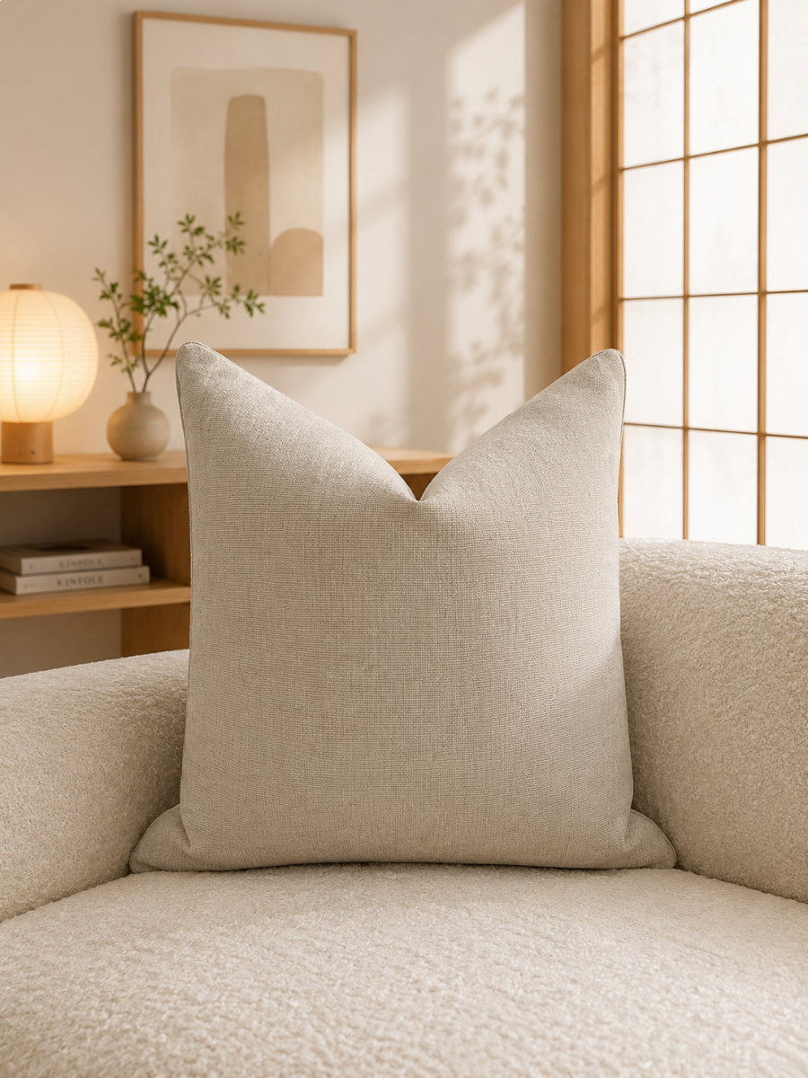 Mocha Check Cushion Feather Insert