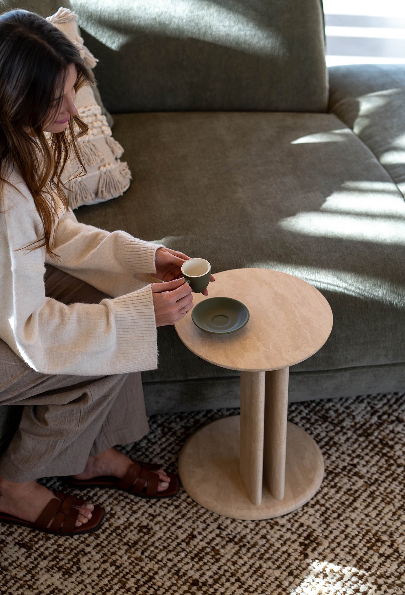 Roquette Side Table - Light Travertine