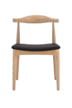 Hans Wegner Elbow Chair CH20 - Natural Ash Black Seat