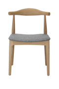 Hans Wegner Elbow Chair CH20 - Natural Ash Grey Fabric Seat