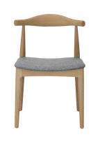 Hans Wegner Elbow Chair CH20 - Natural Ash Grey Fabric Seat