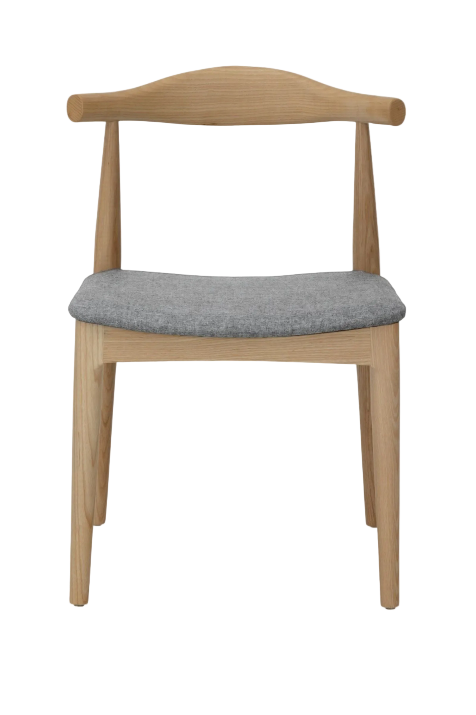Hans Wegner Elbow Chair CH20 - Natural Ash Grey Fabric Seat