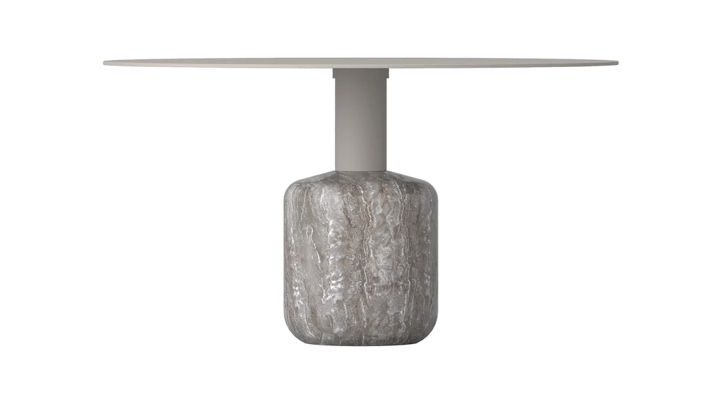 Marseille Coffee Table - Silver Travertine & Taupe Powder Coat