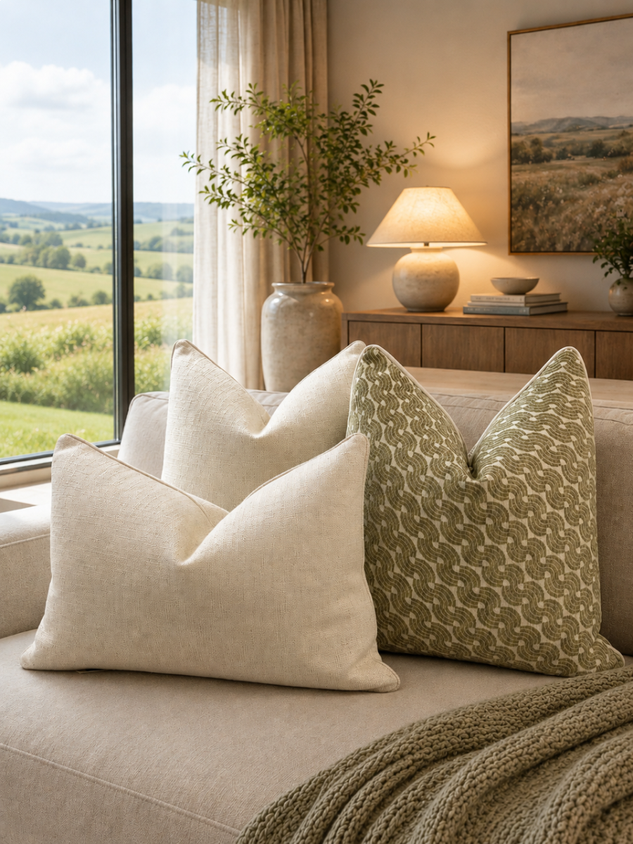 Forest Green Woven Cushion Feather Insert