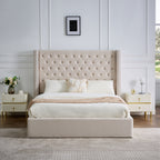 Cleo Fabric Gas-Lift Storage Bed, Cream