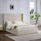 Cleo Fabric Gas-Lift Storage Bed, Cream