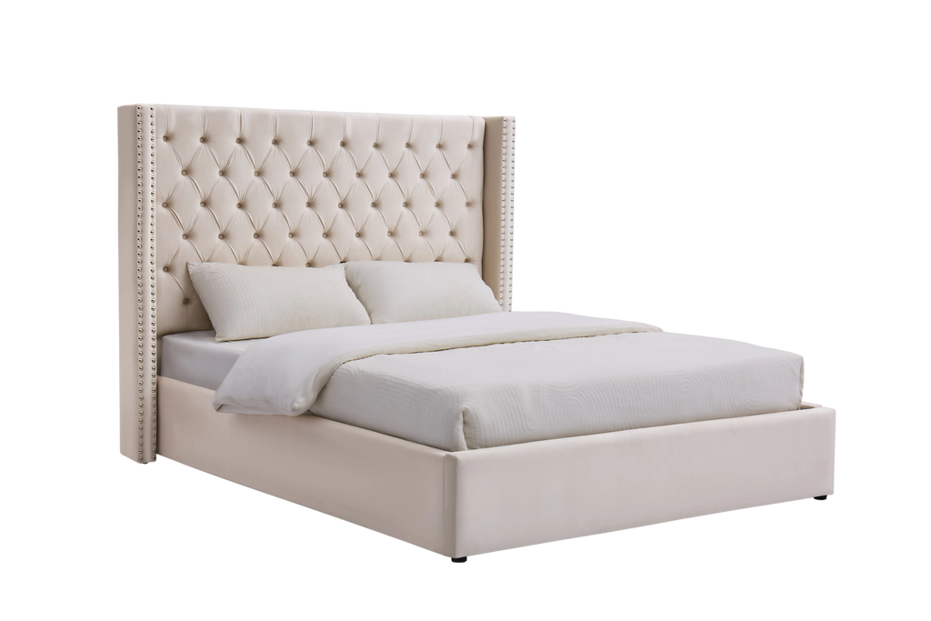 Cleo Fabric Gas-Lift Storage Bed, Cream