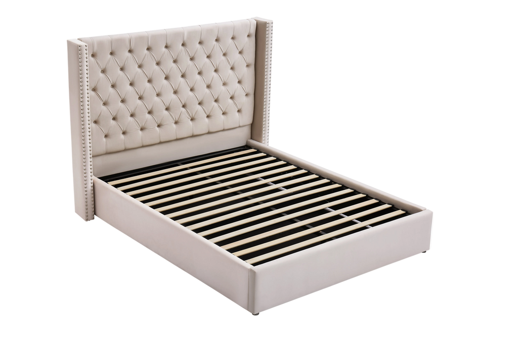 Cleo Fabric Gas-Lift Storage Bed, Cream