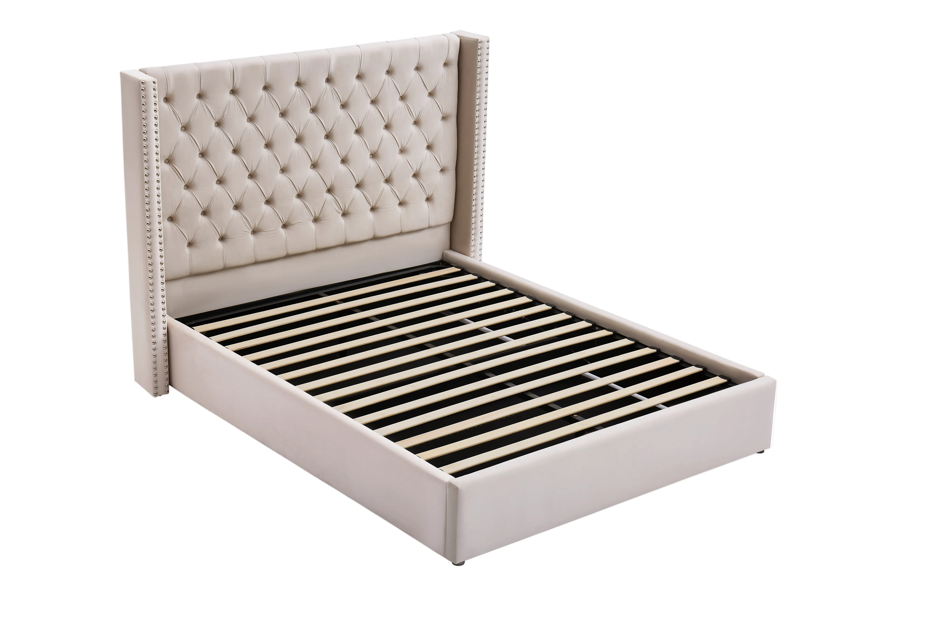 Cleo Fabric Gas-Lift Storage Bed, Cream