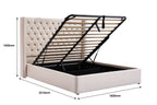 Cleo Fabric Gas-Lift Storage Bed, Cream