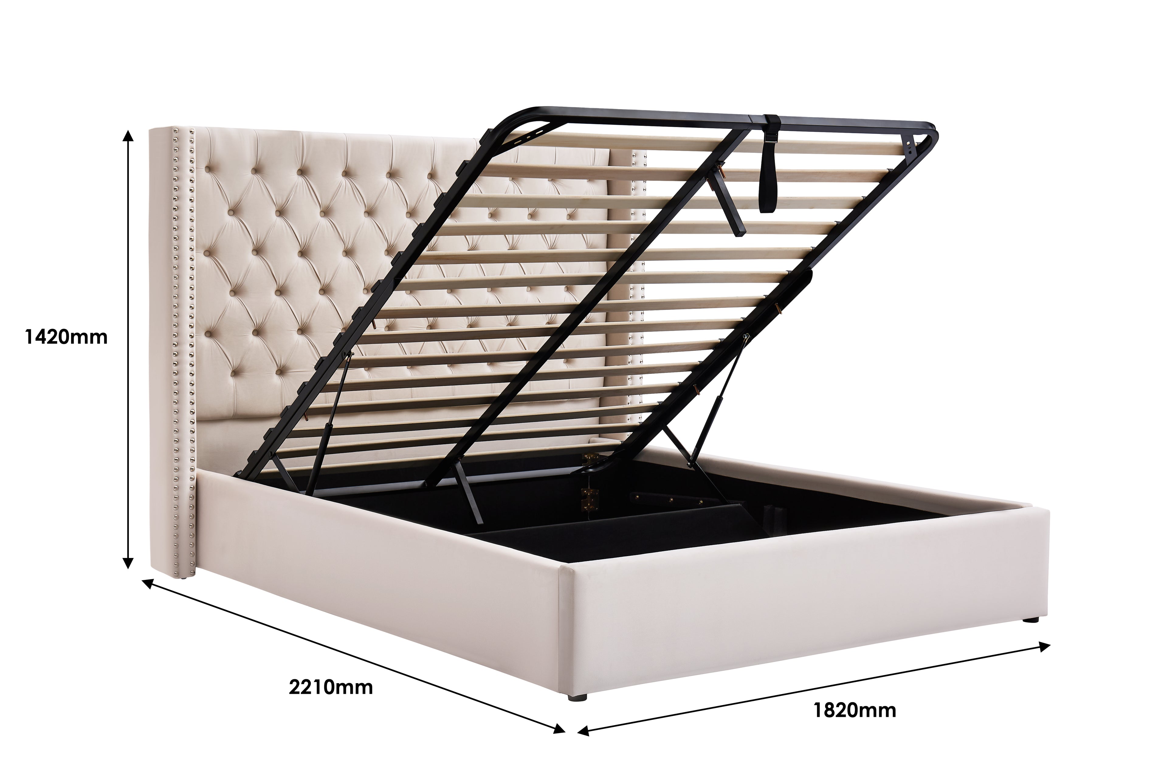 Cleo Fabric Gas-Lift Storage Bed, Cream