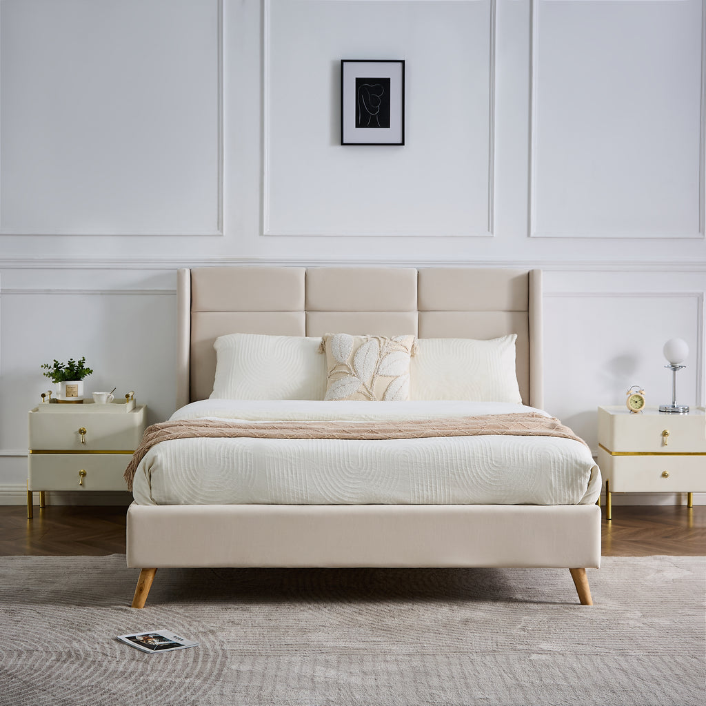 Aria Fabric Bed, Cream