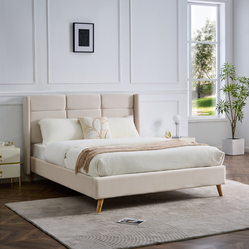 Aria Fabric Bed, Cream