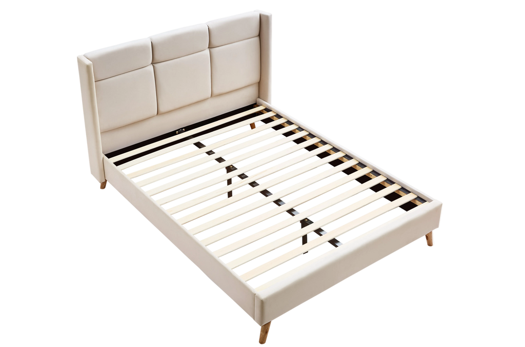 Aria Fabric Bed, Cream