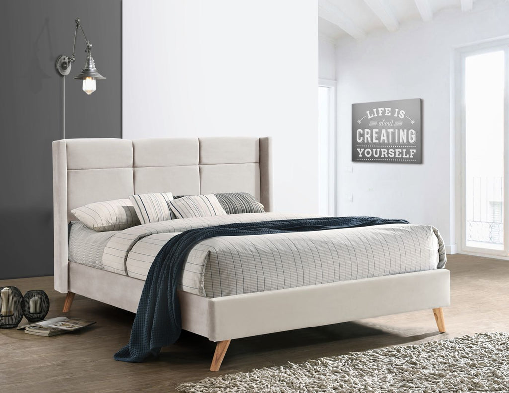 Aria Fabric Bed, Cream