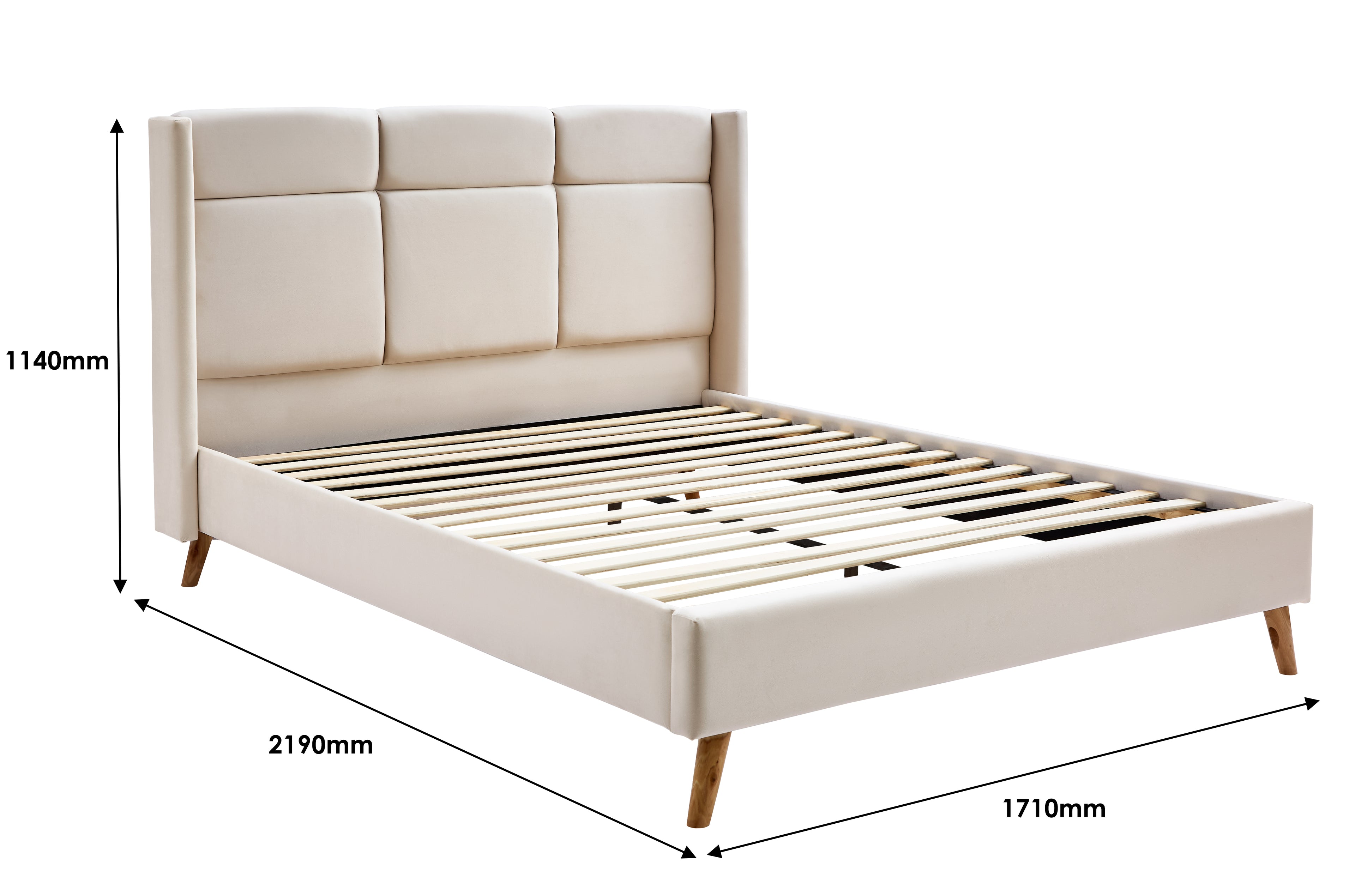Aria Fabric Bed, Cream