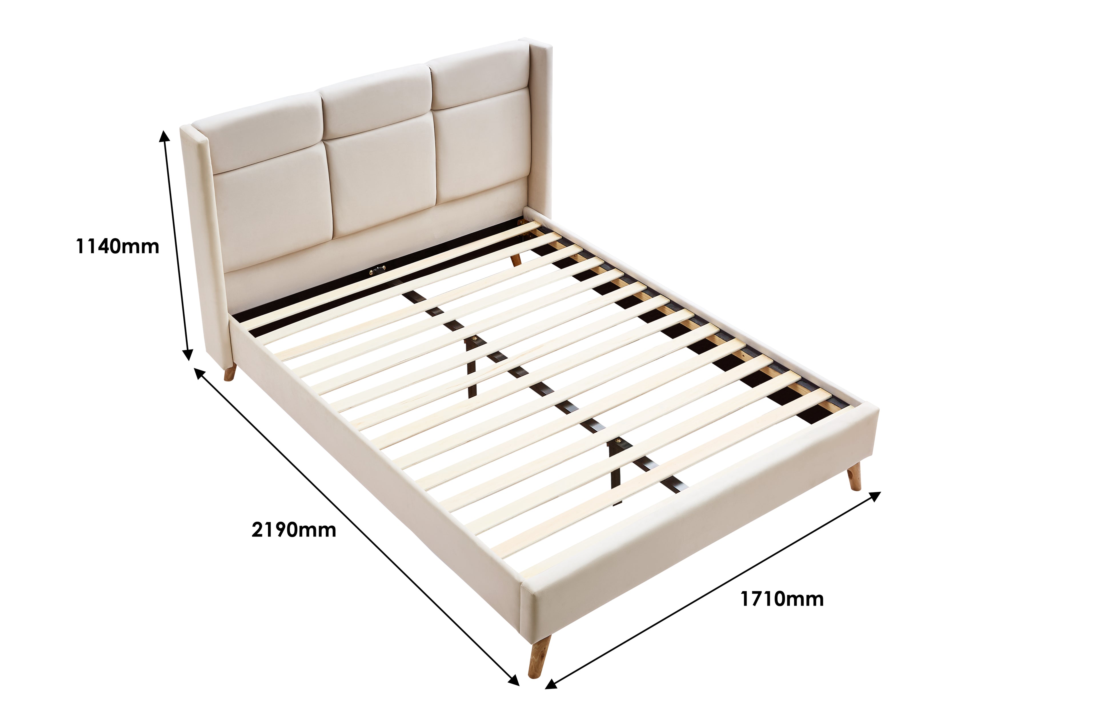 Aria Fabric Bed, Cream