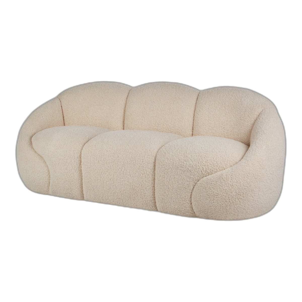 Amalfi Formes Teddy Bear Curved 3 Seater Sofa Off White