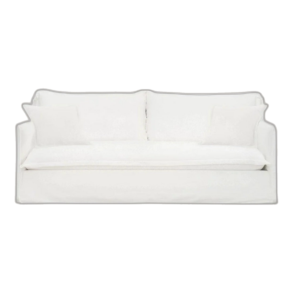 Cove Cotton Linen Slip Cover Sofa 3 Seater White