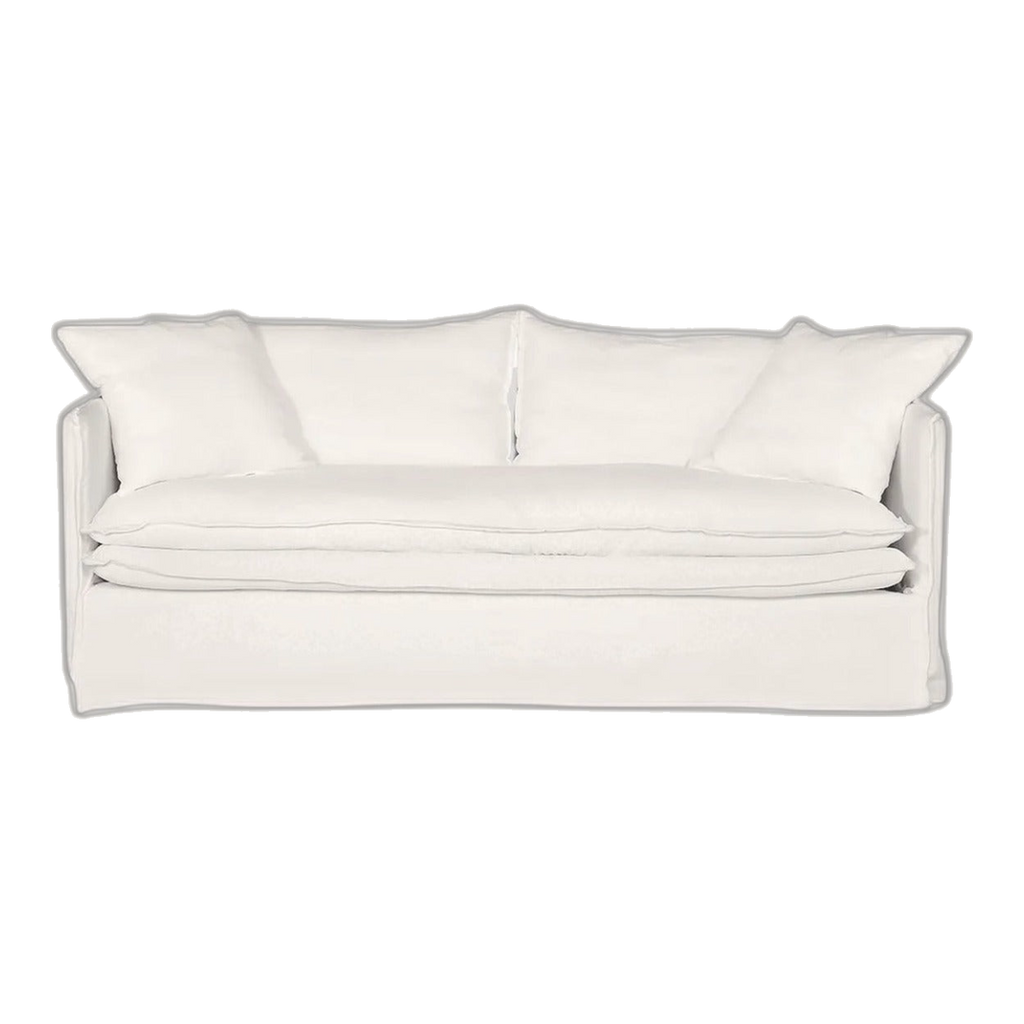 Palm Beach 3 Seater Slip Cover Sofa White Linen