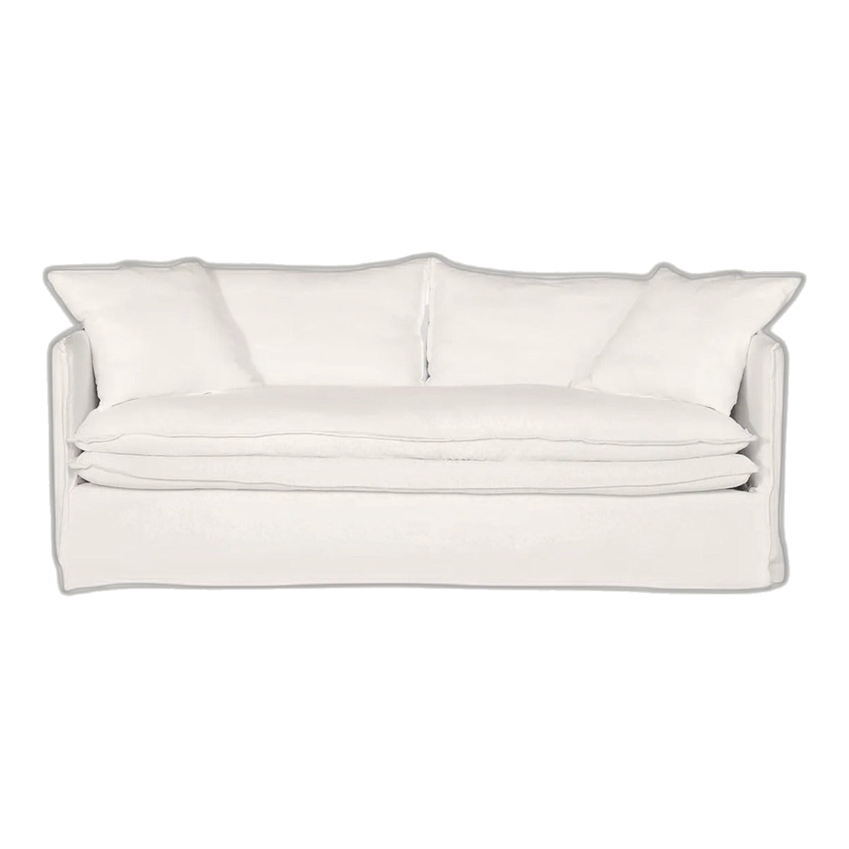 Palm Beach 3 Seater Slip Cover Sofa White Linen