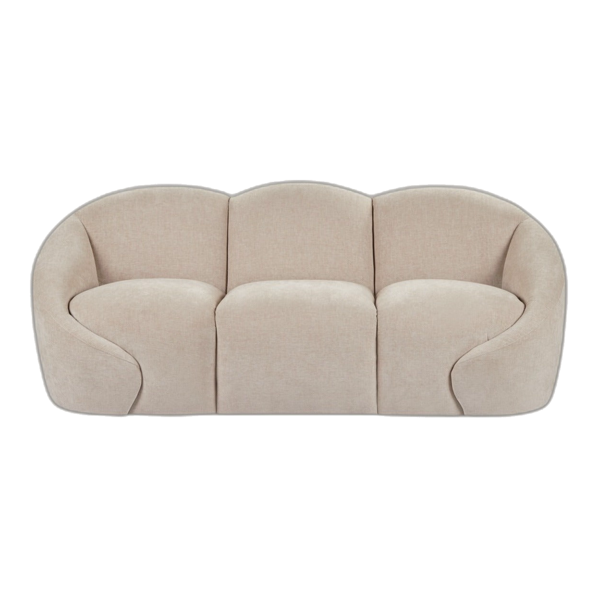 Amalfi Formes Curved 3 Seater Sofa Taupe