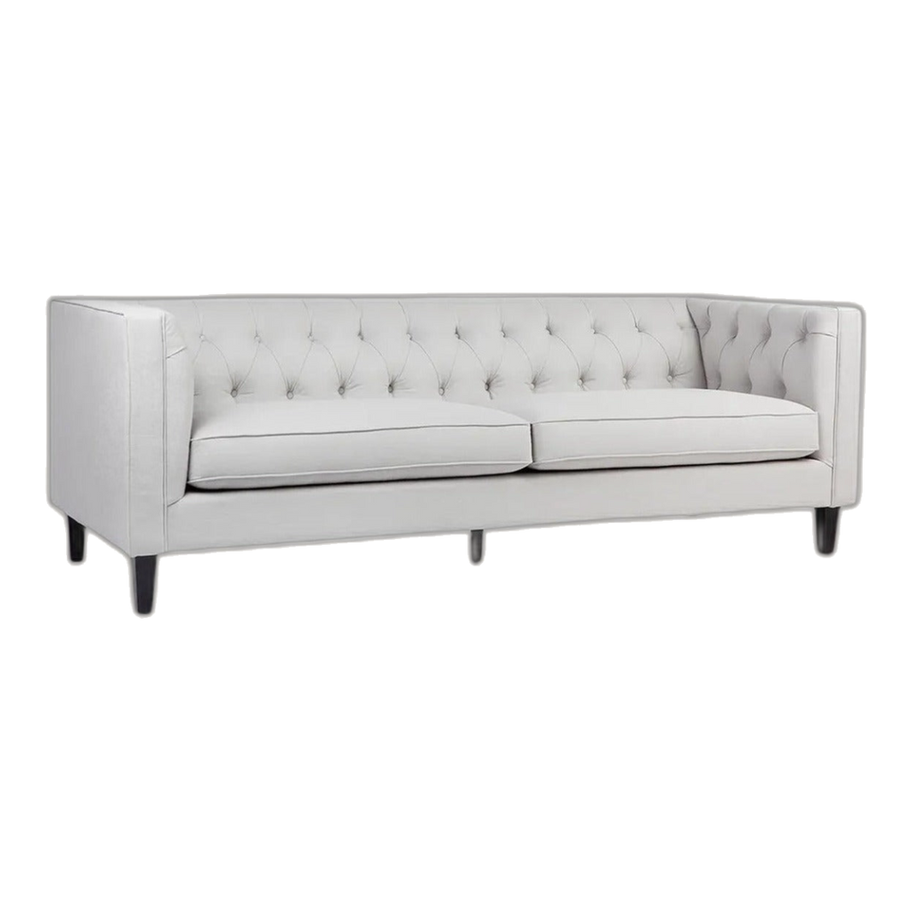 Tuxedo 3 Seater Tufted Sofa Cool Grey Linen